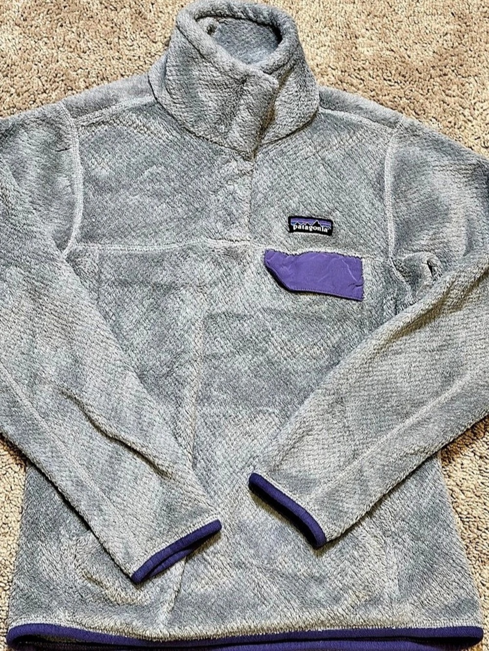 Patagonia Women's Re-Tool Snap-T Fleece Pullover Gray & Purple XS